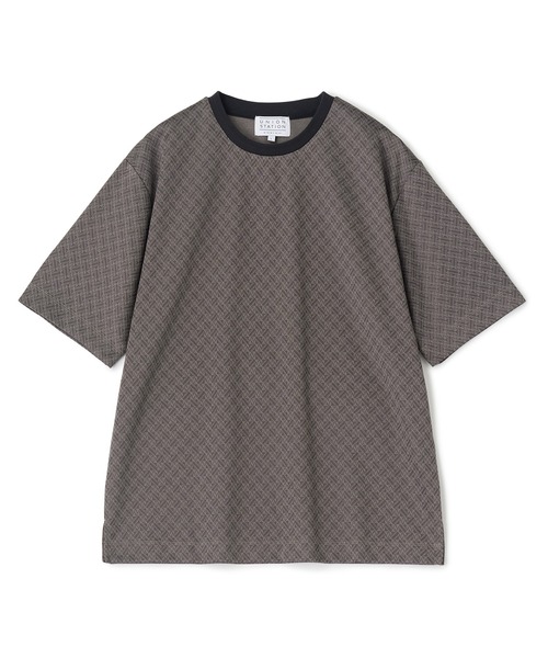 UNION STATION(ユニオンステーション)の「ジオメトリックジャガードTシャツ<ストレッチ・マシンウォッシャブル>(Tシャツ/カットソー・メンズ・ネイビー/チャコールグレー/ホワイト・L/M/LL)」の5枚目の写真