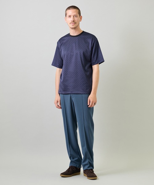 UNION STATION(ユニオンステーション)の「ジオメトリックジャガードTシャツ<ストレッチ・マシンウォッシャブル>(Tシャツ/カットソー・メンズ・ネイビー/チャコールグレー/ホワイト・L/M/LL)」の14枚目の写真