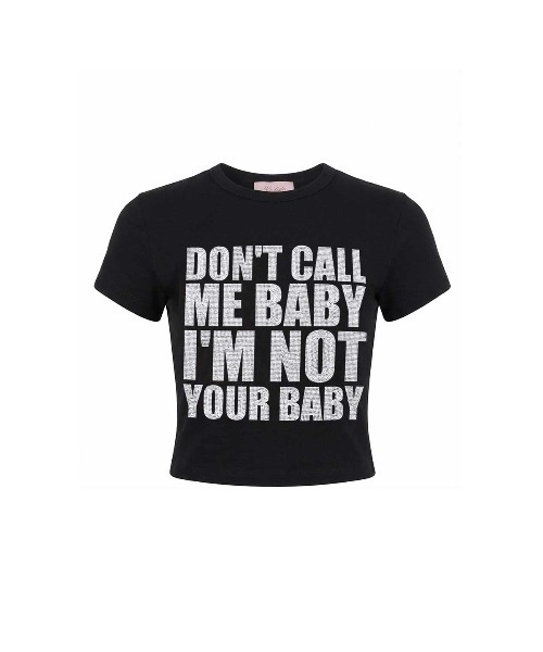 SupBaby by SUPPLIER(サプベイビーバイサプライヤー)の「Tシャツ|I'm Not Your Baby Cropped Tee|SupBaby by SUPPLIER(Tシャツ/カットソー・レディース・ブラック/ホワイト・MEDIUM/SMALL)」の5枚目の写真