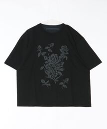 H.A.K（ハク）の「5．6オンスコットン天竺ローズモチーフプリントTシャツ（Tシャツ/カットソー）」