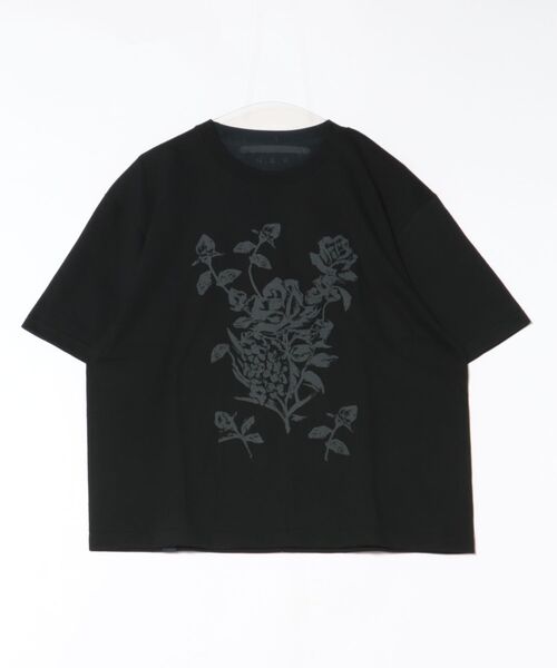 H.A.K(ハク)の「5.6オンスコットン天竺ローズモチーフプリントTシャツ(Tシャツ/カットソー・レディース・ブラック/ライトグレー/ホワイト/ピンク・1/0)」の8枚目の写真