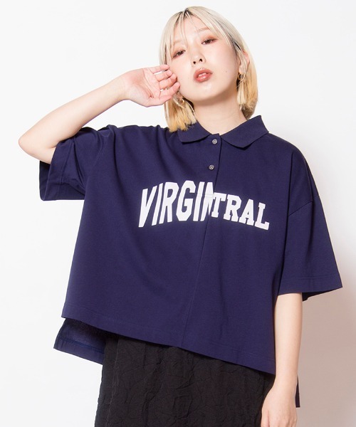 OSMOSIS(オズモーシス)の「ポロカラープリントプルオーバー(Tシャツ/カットソー・レディース・ネイビー/ブラック/アイボリー・ONE SIZE)」の3枚目の写真
