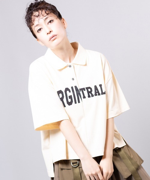 OSMOSIS(オズモーシス)の「ポロカラープリントプルオーバー(Tシャツ/カットソー・レディース・ネイビー/ブラック/アイボリー・ONE SIZE)」の1枚目の写真