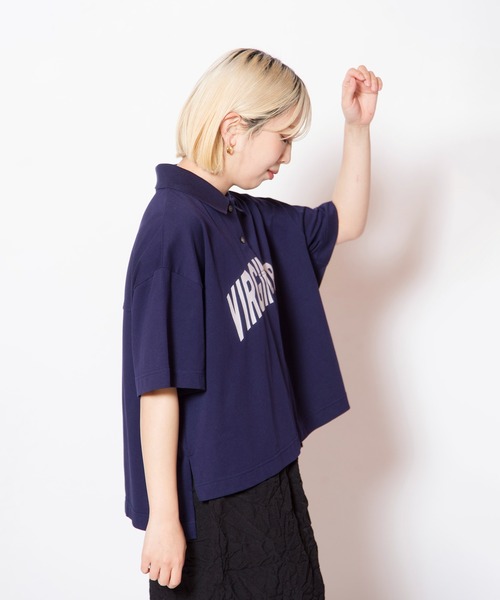 OSMOSIS(オズモーシス)の「ポロカラープリントプルオーバー(Tシャツ/カットソー・レディース・ネイビー/ブラック/アイボリー・ONE SIZE)」の14枚目の写真