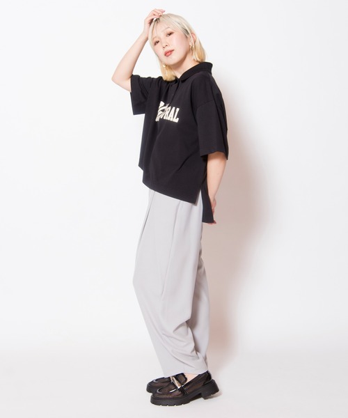 OSMOSIS(オズモーシス)の「ポロカラープリントプルオーバー(Tシャツ/カットソー・レディース・ネイビー/ブラック/アイボリー・ONE SIZE)」の11枚目の写真