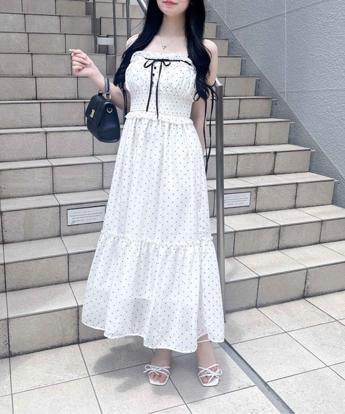 INGNI(イング)の「配色リボンティアードロングワンピース(ワンピース・レディース・ホワイト×ブラック/ホワイト系その他3/ホワイト系7・M)」の3枚目の写真