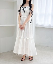 INGNI（イング）の「配色リボンティアードロングワンピース（ワンピース）」