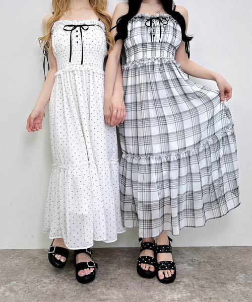 INGNI(イング)の「配色リボンティアードロングワンピース(ワンピース・レディース・ホワイト×ブラック/ホワイト系その他3/ホワイト系7・M)」の5枚目の写真