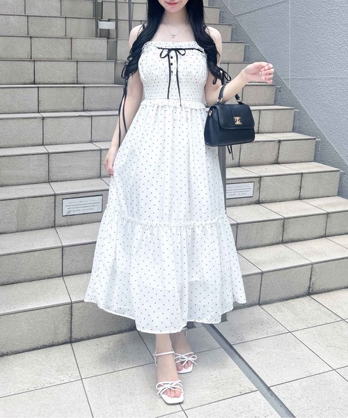 INGNI(イング)の「配色リボンティアードロングワンピース(ワンピース・レディース・ホワイト×ブラック/ホワイト系その他3/ホワイト系7・M)」の18枚目の写真