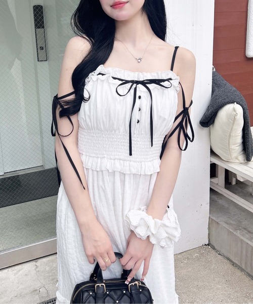 INGNI(イング)の「配色リボンティアードロングワンピース(ワンピース・レディース・ホワイト×ブラック/ホワイト系その他3/ホワイト系7・M)」の7枚目の写真