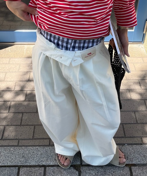 SELAN(セラン)の「【ユニセックス】ウエストネーム2タックワイドストレートチノパンツ(チノパンツ・メンズ・オフホワイト/ベージュ・MEDIUM/SMALL/LARGE)」の4枚目の写真