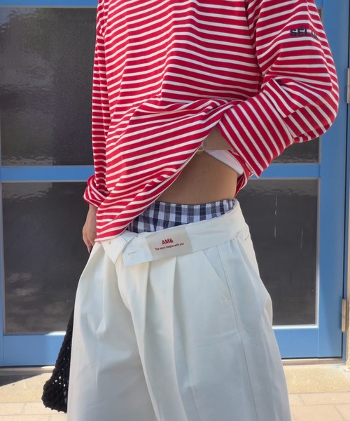 SELAN(セラン)の「【ユニセックス】ウエストネーム2タックワイドストレートチノパンツ(チノパンツ・メンズ・オフホワイト/ベージュ・MEDIUM/SMALL/LARGE)」の6枚目の写真