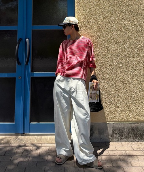 SELAN(セラン)の「【ユニセックス】ウエストネーム2タックワイドストレートチノパンツ(チノパンツ・メンズ・オフホワイト/ベージュ・MEDIUM/SMALL/LARGE)」の8枚目の写真
