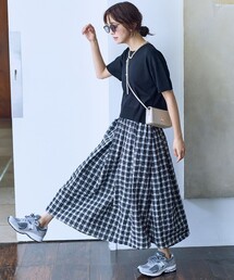 【2SET】ニット×チェックスカートセット