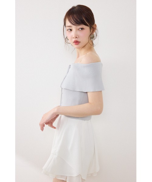 rienda（リエンダ）の「【AKB48 行天優莉奈さん着用】レースアップオフショルニットトップス　夏服（ニット/セーター・レディース・ホワイト/ライトブルー/ブラック/レッド・FREE）」の13枚目の写真