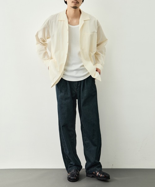 CITY TOKYO(シティトウキョウ)の「【CITY TOKYO/シティートーキョー】High twist cotton シャツ(シャツ/ブラウス・メンズ・ミント/オフホワイト・2/1)」の6枚目の写真