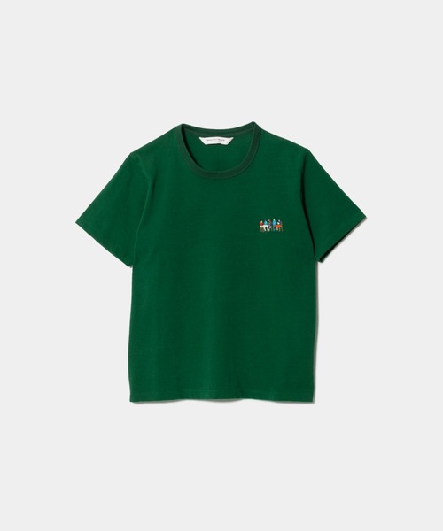 beautiful people（ビューティフルピープル）の「high twist jersey regular-fit little people embroidery T-shirts（Tシャツ/カットソー・レディース・オフホワイト/グリーン/ネイビー・40/38）」の2枚目の写真