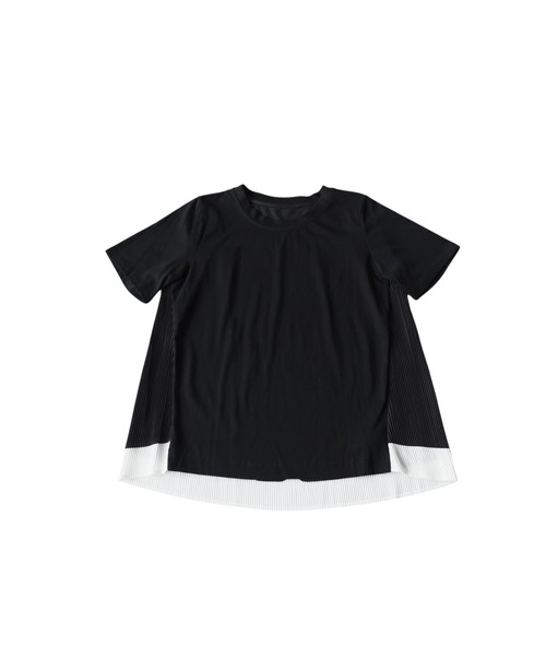 antiqua(アンティカ)の「異素材 配色 バックプリーツ カットソー(Tシャツ/カットソー・レディース・ブラック/ホワイト・ONESIZE)」の12枚目の写真