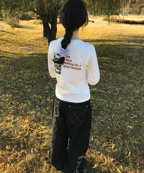 SEW-B（ソービー）の「セミクロップバンプポスト長袖Tシャツ[ホワイト]（Tシャツ/カットソー・レディース・その他・FREE）」の5枚目の写真
