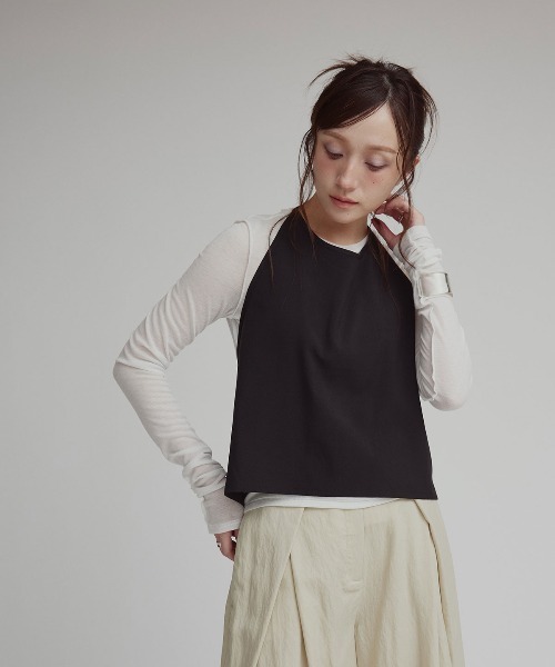 W:Huku(フーク)の「【W:Huku / シルキーサマーツイル】ホルターネック キャミソール / Silky Summer Twill Halter-Neck Camisole(キャミソール・レディース・ベージュ/グレー/ブラック・FREE)」の12枚目の写真