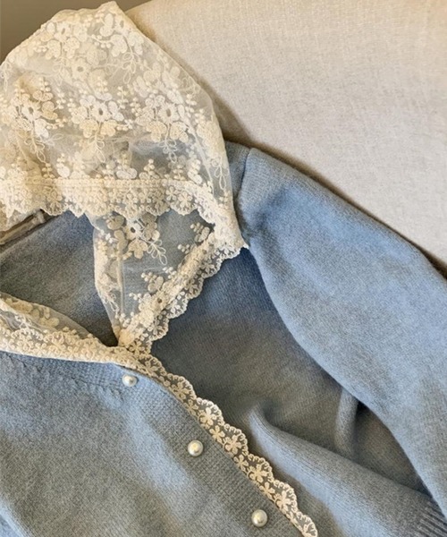 c.u.l（シーユーエル）の「レースフード付き パールボタン ニットカーディガン culw932（カーディガン/ボレロ・レディース・レッド/ブルー/グレー/ブラック・FREE）」の17枚目の写真
