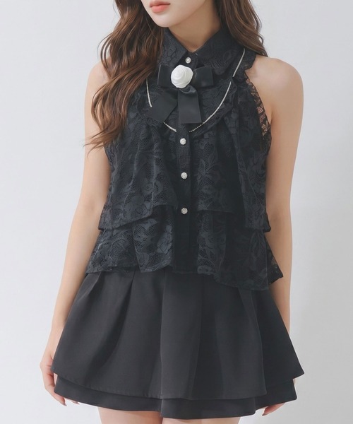 Diable baiser(ディアブルベーゼ)の「バラコサージュ付総レースティアードブラウス(シャツ/ブラウス・レディース・ホワイト/アイボリー/ブラック・FREE)」の14枚目の写真
