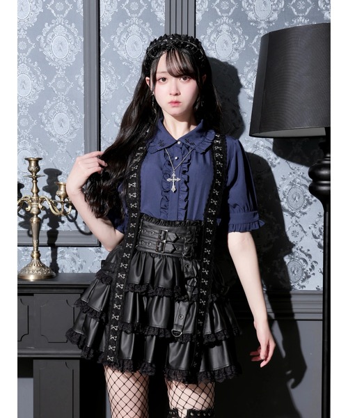 NOEMIE(ノエミー)の「襟刺繍レースホックネックレス付きブラウス(シャツ/ブラウス・レディース・ネイビー/オフホワイト/ブラック・M)」の3枚目の写真