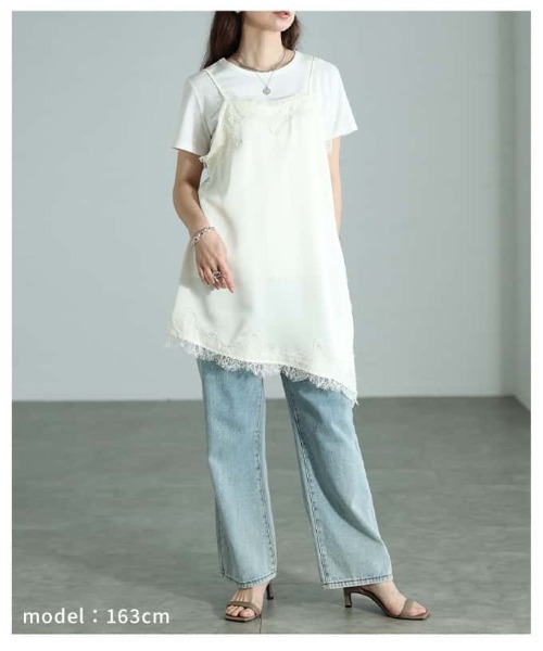 Sawa a la mode(サワアラモード)の「アシンメトリーサテンレースキャミソール(キャミソール・レディース・ブラック/アイボリー・FREE)」の14枚目の写真