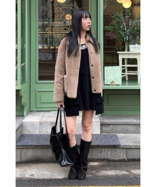 LEFTSEOUL（レフトソウル）の「リアルウールデイリージャケット [ダークベージュ]（ムートンコート・レディース・その他・MEDIUM/SMALL）」の7枚目の写真