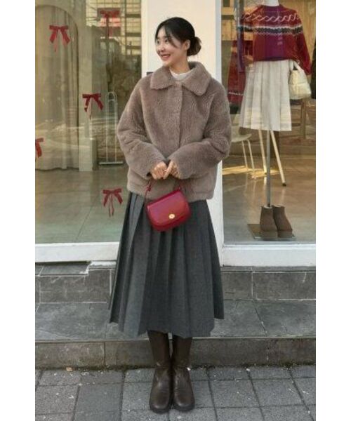 LEFTSEOUL（レフトソウル）の「リアルウールデイリージャケット [ダークベージュ]（ムートンコート・レディース・その他・MEDIUM/SMALL）」の12枚目の写真