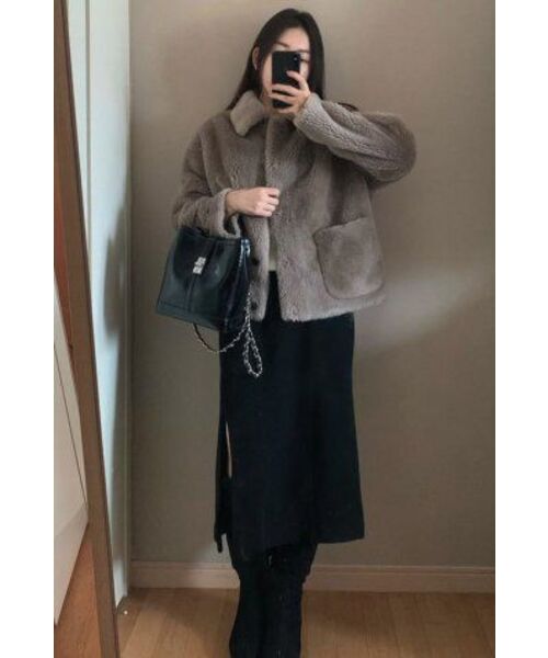 LEFTSEOUL（レフトソウル）の「リアルウールデイリージャケット [ダークベージュ]（ムートンコート・レディース・その他・MEDIUM/SMALL）」の13枚目の写真
