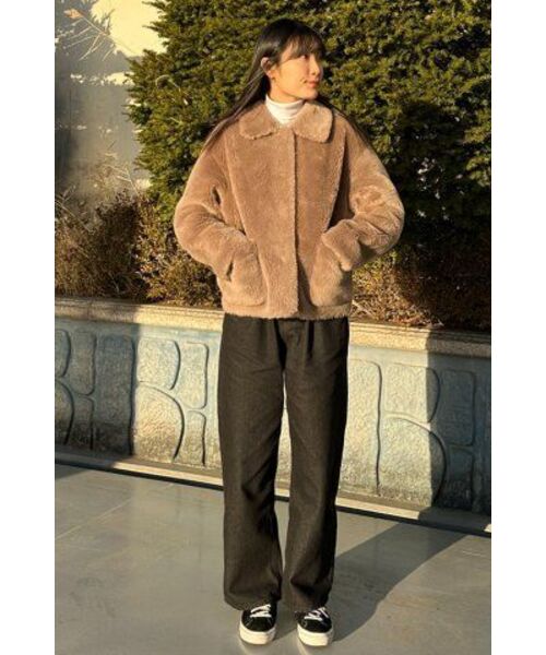 LEFTSEOUL（レフトソウル）の「リアルウールデイリージャケット [ダークベージュ]（ムートンコート・レディース・その他・MEDIUM/SMALL）」の20枚目の写真