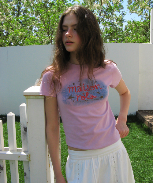 ROLAROLA(ロラロラ)の「PIGMENT ROLA LETTERING T-SHIRT PINK(Tシャツ/カットソー・レディース・ピンク・MEDIUM/SMALL)」の1枚目の写真