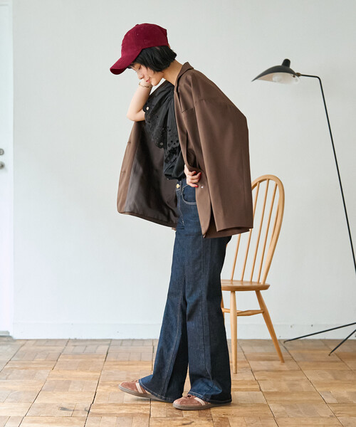 FREAK'S STORE（フリークスストア）の「SOMETHING × FREAK'S STORE/サムシング 別注 MID FLARE DENIM/別注ミッド フレアデニム（デニムパンツ・レディース・ネイビー/ブルー・SMALL/MEDIUM）」の7枚目の写真