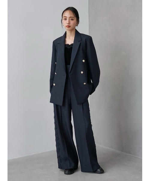 SNIDEL(スナイデル)の「【セットアップ対応】シンプルタックレーストリムパンツ(その他パンツ・レディース・チェック/ネイビー/グレー・0/1)」の3枚目の写真