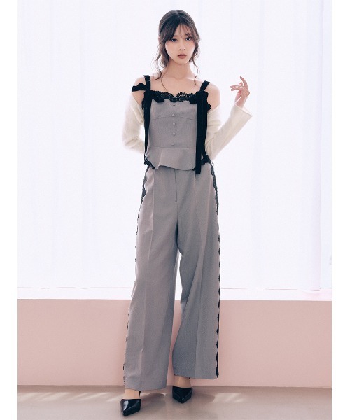 SNIDEL(スナイデル)の「【セットアップ対応】シンプルタックレーストリムパンツ(その他パンツ・レディース・チェック/ネイビー/グレー・0/1)」の2枚目の写真