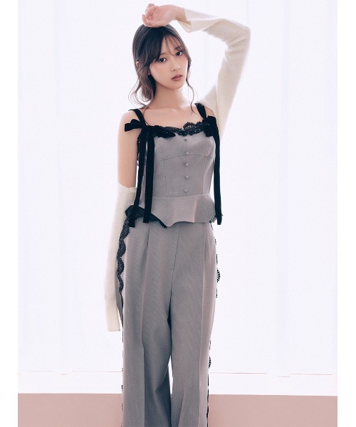 SNIDEL(スナイデル)の「【セットアップ対応】シンプルタックレーストリムパンツ(その他パンツ・レディース・チェック/ネイビー/グレー・0/1)」の5枚目の写真