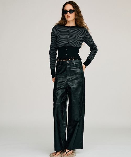 PRANK PROJECT(プランクプロジェクト)の「【2026Autumn Pre-Order】シンセテイックメッシュレザーストレートパンツ / Synthetic Mesh Leather Straight Pants(その他パンツ・レディース・マルチ・38/36/34)」の5枚目の写真
