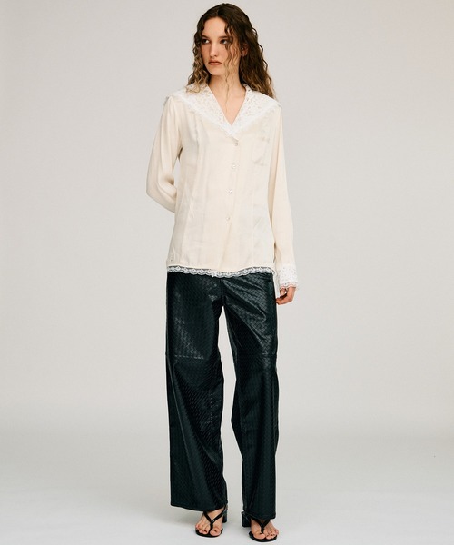 PRANK PROJECT(プランクプロジェクト)の「【2026Autumn Pre-Order】シンセテイックメッシュレザーストレートパンツ / Synthetic Mesh Leather Straight Pants(その他パンツ・レディース・マルチ・38/36/34)」の7枚目の写真