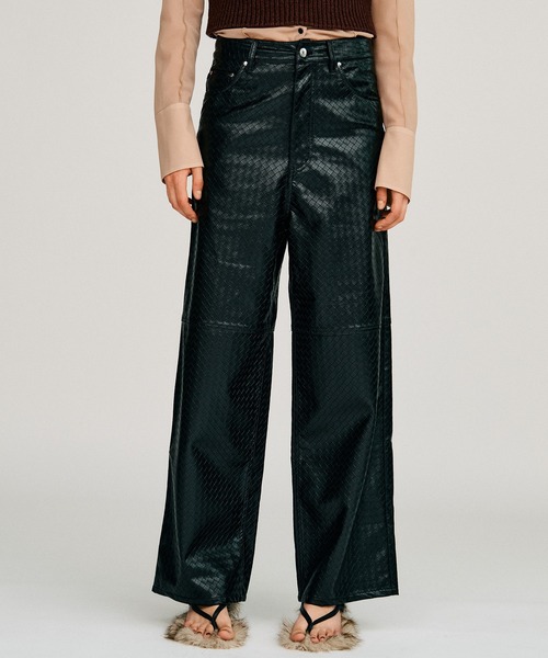 PRANK PROJECT(プランクプロジェクト)の「【2026Autumn Pre-Order】シンセテイックメッシュレザーストレートパンツ / Synthetic Mesh Leather Straight Pants(その他パンツ・レディース・マルチ・38/36/34)」の10枚目の写真