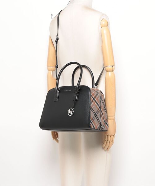 MICHAEL KORS（マイケルコース）の「ASHTON スムース ＆ プレイド ウールブレンド サッチェル ミディアム（ハンドバッグ・レディース・ブラック・FREE）」の5枚目の写真