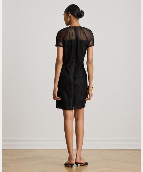 LAUREN RALPH LAUREN（ローレン ラルフ ローレン）の「メッシュ ショートスリーブ シフト ドレス（ワンピース・レディース・ブラック系1・2/0/4/6/8/00）」の4枚目の写真