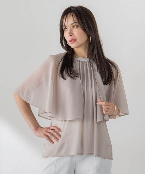 Viaggio Blu(ビアッジョブルー)の「トリコットシフォンカットソー(Tシャツ/カットソー・レディース・ベージュ・M)」の1枚目の写真