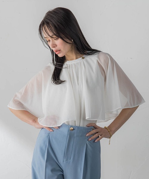 Viaggio Blu(ビアッジョブルー)の「トリコットシフォンカットソー(Tシャツ/カットソー・レディース・ベージュ・M)」の2枚目の写真