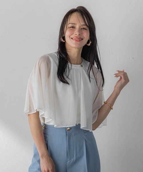 Viaggio Blu(ビアッジョブルー)の「トリコットシフォンカットソー(Tシャツ/カットソー・レディース・ベージュ・M)」の3枚目の写真