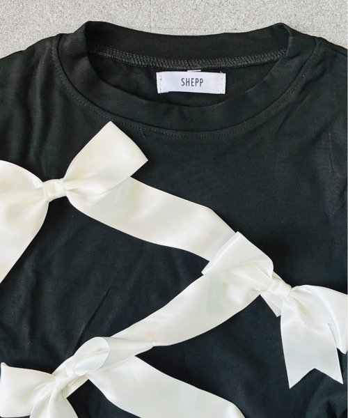 SHEPP(シープ)の「【バレエコア】ラッピングリボンデザイン クロップド チビTシャツ / 半袖T トップス(Tシャツ/カットソー・レディース・ブラック・L/M)」の10枚目の写真