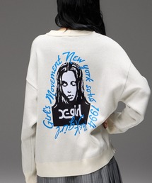 HAND DRAWN LOGO AND FACE KNIT TOP