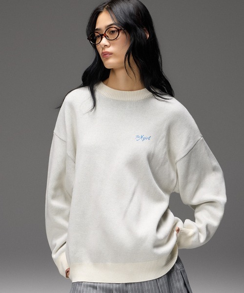 X-girl(エックスガール)の「HAND DRAWN LOGO AND FACE KNIT TOP(ニット/セーター・レディース・オフホワイト/ブラック/オリーブ・ONE SIZE)」の19枚目の写真