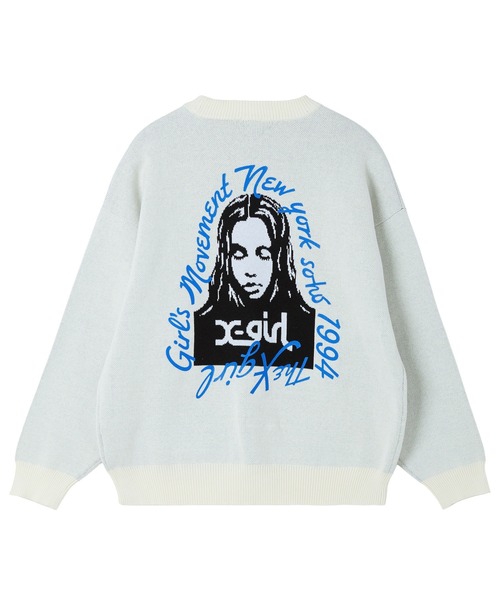 X-girl(エックスガール)の「HAND DRAWN LOGO AND FACE KNIT TOP(ニット/セーター・レディース・オフホワイト/ブラック/オリーブ・ONE SIZE)」の17枚目の写真