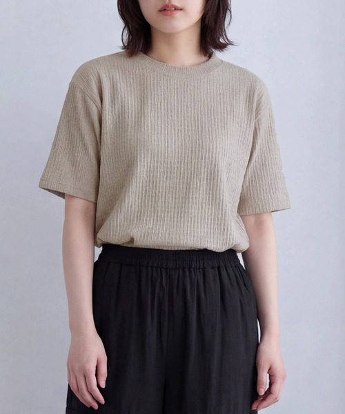 SELECT LEVERY(セレクトリベリー)の「速乾 シャーリングドビー織りプルオーバー(Tシャツ/カットソー・レディース・ブラック/カーキ/ベージュ・LARGE/MEDIUM)」の20枚目の写真
